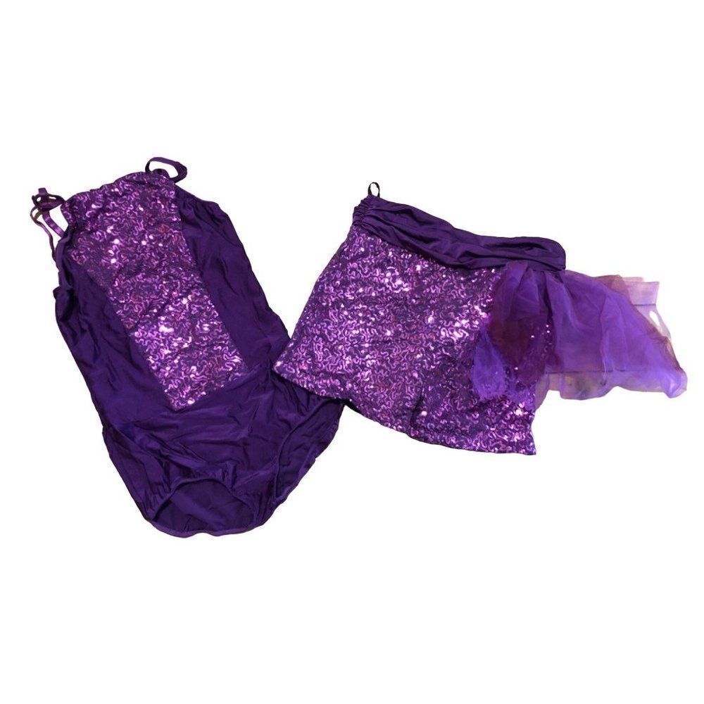 Womens Dance Leotard MA Shorts LA Grape Sequins